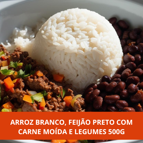 Arroz, Feijão com Carne Moída Com Legumes 500g