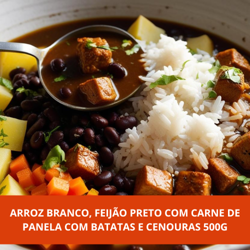 Arroz, Feijão com Carne de Panela com Batata e Cenoura 500g