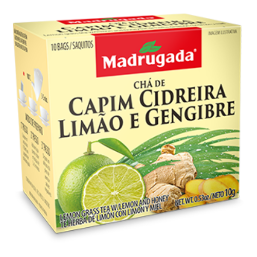 Chá de Capim Cidreira Limão e Gengibre Madrugada 10g